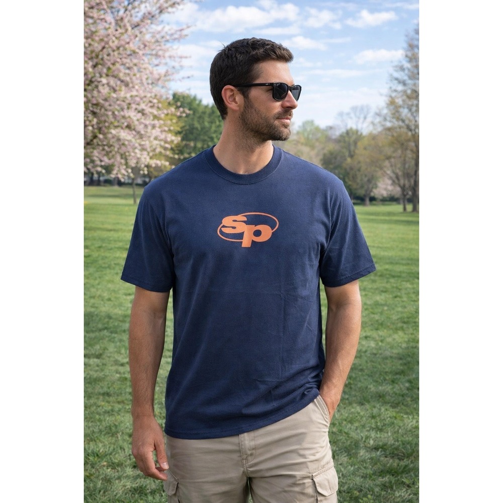 NWT Seoul Projects‎ SP Sport Tee Navy Blue Red Logo T-Shirt SS XL
